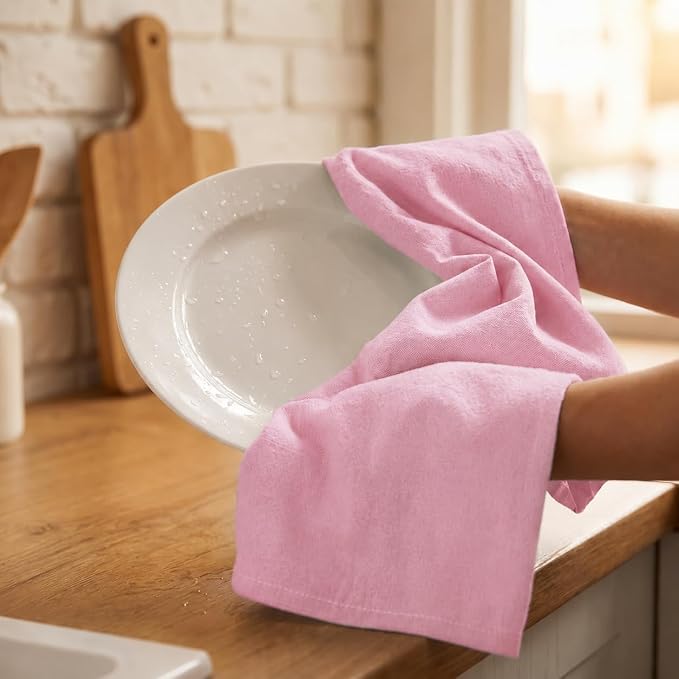 Urban Villa Kitchen Towels Cotton Dish Towels 20”x30” (Set of 6) Pink - Image 7