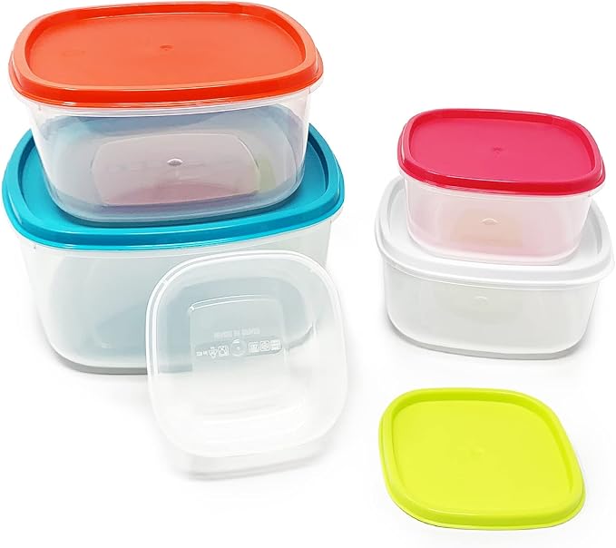PLASTIFIC Set of 5-220/350/600/1200/2000ml Food Storage Container Stackable Food Prep Container with Lid, Airtight BPA-Free, Microwave, Freezer & Dishwasher Safe (Assorted Color)… - Image 3