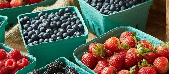FMP Brands 44 Pack Pint Green Molded Pulp Fiber Berry Basket Produce Vented Container for Fruit and Vegetable, Farmer Market, Grocery Stores and Backyard Party - Image 8