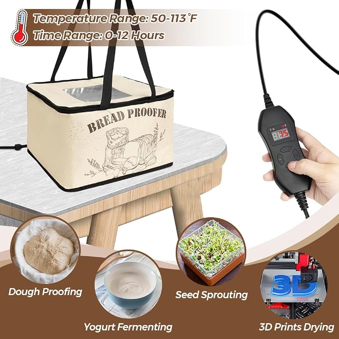 Bread Proofing Box, 50-113°F Dough Fermentation Container | Warming box for home bread, pizza dough, baking and kombucha fermentation projects - Image 5