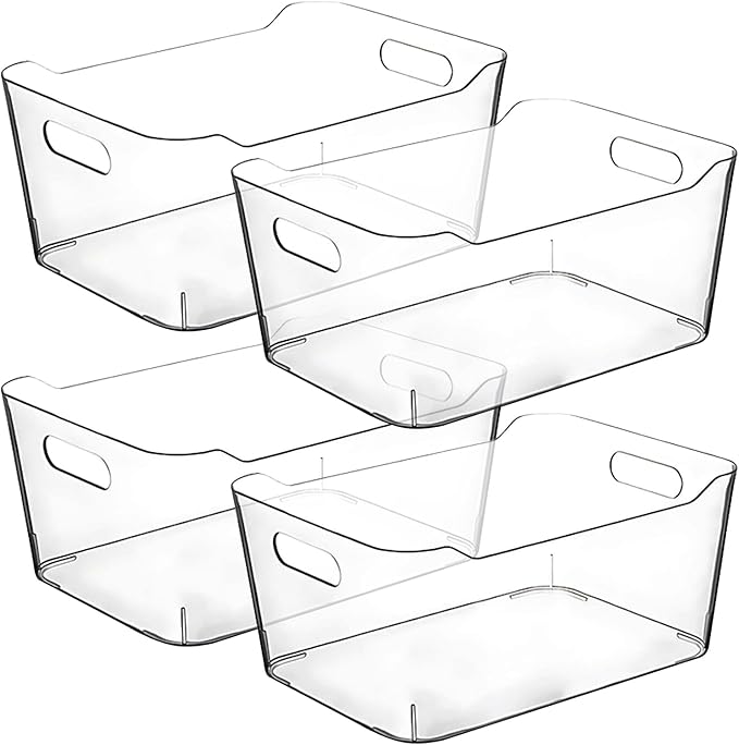 Clear Plastic Storage Bins for Kitchen Organization or Pantry Organizers and Storage, Freezer Fridge Organizer Storage Containers Bin for Organizing Refrigerator Medicine Closet Cabinet Organizers by CONTROLKITCHEN