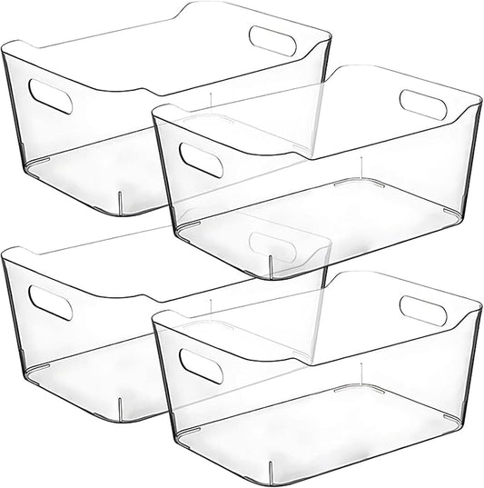 Clear Plastic Storage Bins for Kitchen Organization or Pantry Organizers and Storage, Freezer Fridge Organizer Storage Containers Bin for Organizing Refrigerator Medicine Closet Cabinet Organizers by CONTROLKITCHEN