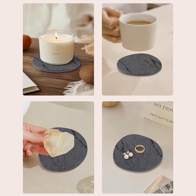 Diatomaceous Earth Coasters Set of 4，Super Absorbent Quick-Dry Heat-Resistant Drink and coffee Coasters, Modern Stone Irregular Design for Kitchen Counter and Coffee Table (Grey Coaster) - Image 7