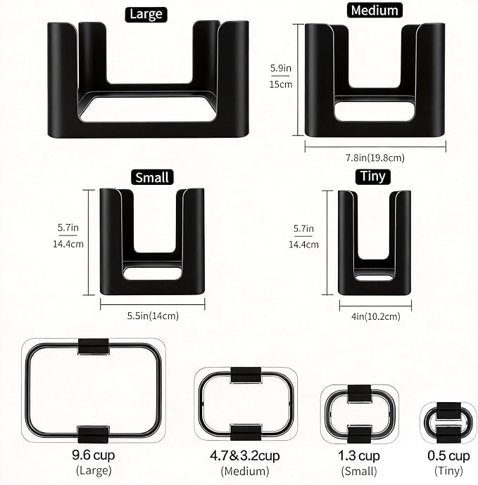 Lids Organizer for Rubbermaid Brilliance,Fits 9.6,4.7 & 3.2,0.5,1.3 Cups | Food Storage Container Lids Organizer for Rubbermaid Brilliance Nap-On Lids,Stackable Lid Organizer--Holds 32 Lids - Image 5