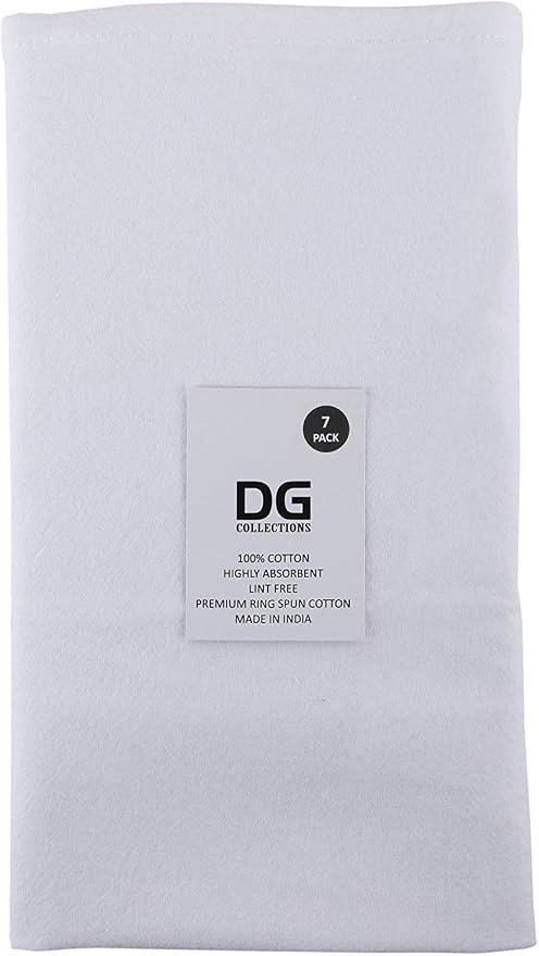 100% Cotton Flour Sack Towels – 7 Pack, 33x38 Inches, White, Lint-Free, Pre-Washed, Hemmed Edges – Reusable Kitchen Towels for Cleaning, Embroidery, Printing & Crafts - White - Image 7