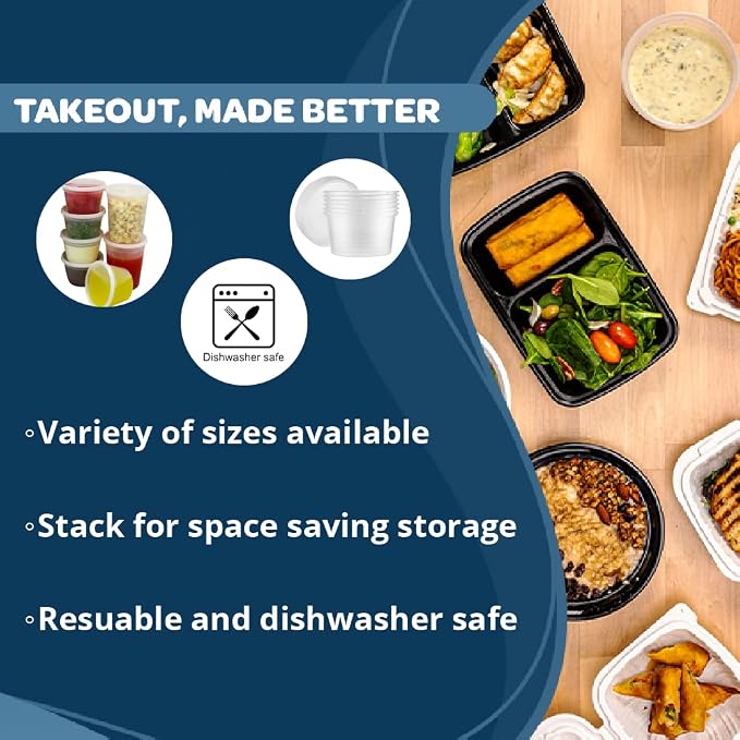 TIYA Food Containers - 16oz Bulk 240 Pack with Lids - Plastic Food Storage to-Go Containers - Reusable Microwavable Dishwasher Safe Cups - Airtight Leak Proof for Soups & Meal Prep - Image 4