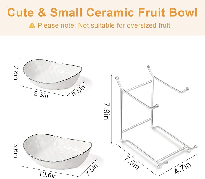 Fruit Bowl for Kitchen Counter - Two Tier Ceramic Fruit Basket, Fruit Holder for Fresh Fruit&Veggies, Modern Tiered Fruit Platter Serving Trays for Party - Image 2