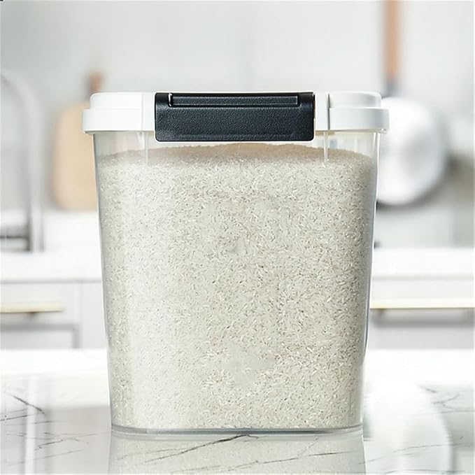 30 LB Rice Storage Container with Measuring Cup, BPA free, For Rice | Grain | Pet Food | Flour, 2 coun, Clear & Black - Image 7