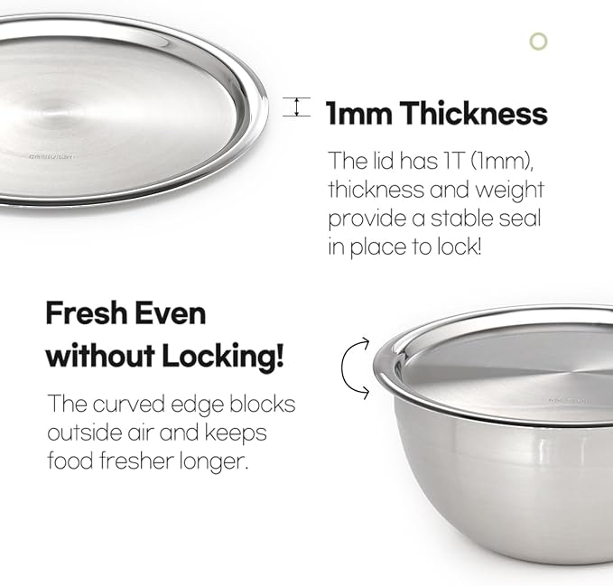 Mixing Bowl + Colander Stainless Steel Food Storage Containers with Lids Set 3 Bowls 3 Lids 3 Colanders Kitchen Appliances Dishwasher Safe Premium South Korea - Image 5
