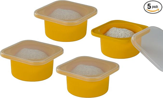 Stackable Silicone Artisan Pizza Dough Proofing Proving Containers with Lids pizza making accessories-4 pack-500ml portion (Yellow) by kevjes
