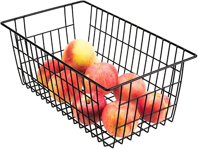 SANNO Wire Storage Baskets Freezer Baskets Farmhouse Organizer Storage Bins Large Organizer Bins for Storage, Office, Bathroom, Pantry Organization Storage Bins Rack with Handles 6 Pack - Image 6