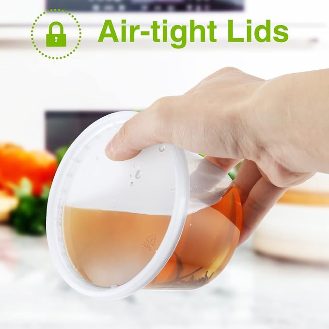 NEEBAKE 90 Set Deli-Containers-with-Lids: [8oz 16oz 32oz] Combo Plastic-Food-Storage-Containers-with-Lids, Microwaveable & Freezer Safe To-Go-Containers, Leak-proof Meal-Prep-Containers - Image 5