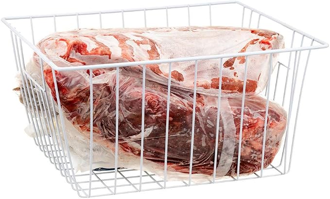 4 Pack Wire Storage Baskets for Organizing, Freezer Organizer Bins, Pantry Organization Bins Cabinets - Metal Basket Kitchen, Laundry, Fridge, Bathroom Countertop Organizer, Pearl White - Image 4