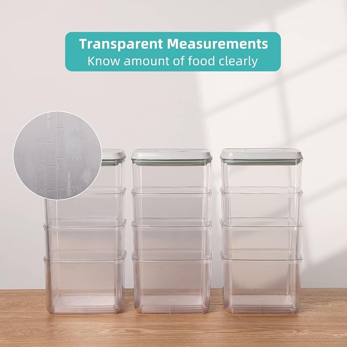 Food Storage Containers Pop Airtight Food Storage Containers with Lids for Kitchen Pantry Organizing Cereal Snack Flour Sugar Coffee Spaghetti Stackable - 8 Pcs (1.2, 2.0, 2.7, 3.3qt)*2 - Image 5