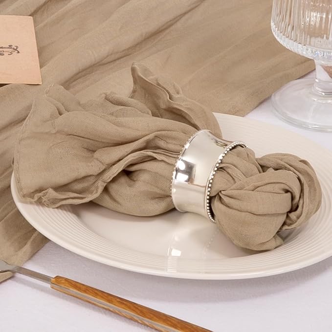 Cloth Napkins Set of 24 21"x21" Reusable Cheesecloth Napkins Bulk Nude | Boho Rustic Dinner Napkins Washable Gauze Table Napkins Cloth Hemmed Edges for Wedding Bridal Shower Family Gathering Decor - Image 3