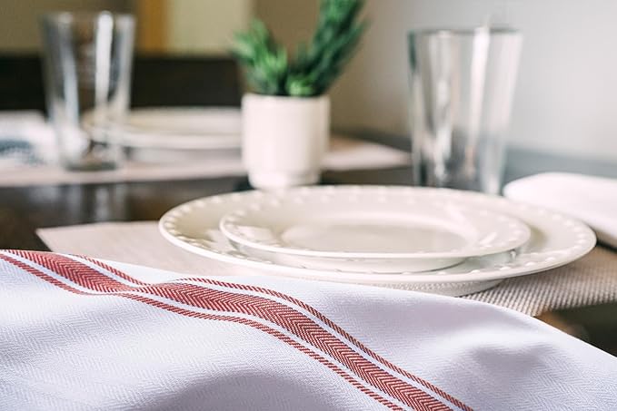 Dish Towels 15 Pack Red Stripe 100% Cotton Kitchen Towel 15x25 Inch Tea Towels, Dish Cloths for Washing Dishes, Kitchen Rags for Drying Dishes - Image 4