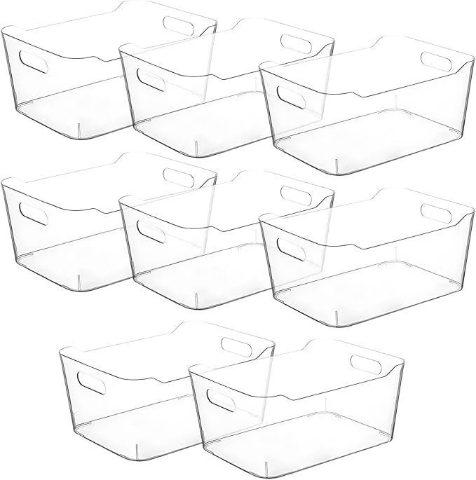 Clear storage organizer bins, Medium Kitchen Cabinet Organizers and Storage Baskets Pantry Fridge Containers for Organizing Cabinet Organization Perfect for Foods Snacks Chips Vitamin spices by CONTROLKITCHEN
