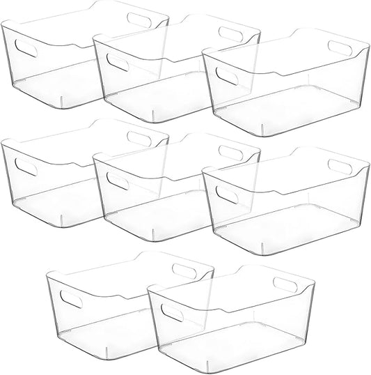 Clear storage organizer bins, Medium Kitchen Cabinet Organizers and Storage Baskets Pantry Fridge Containers for Organizing Cabinet Organization Perfect for Foods Snacks Chips Vitamin spices by CONTROLKITCHEN