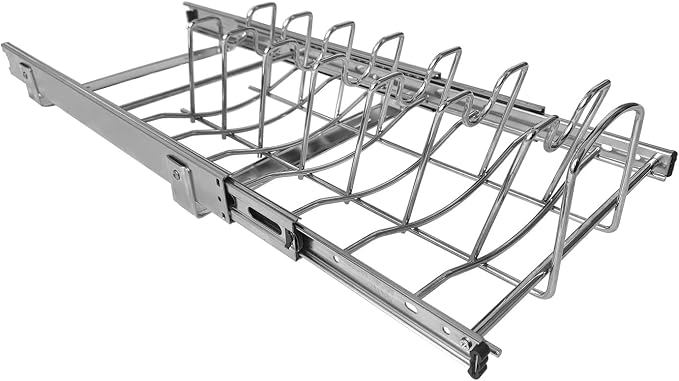 Slide Out Pan and Pot Lid Organizer For Under Cabinet, Wire Dividers Kitchen Pull Out Pot Lid Rack Organization And Storage, Full-Extension Rail, 12" W X 20" D - Image 9