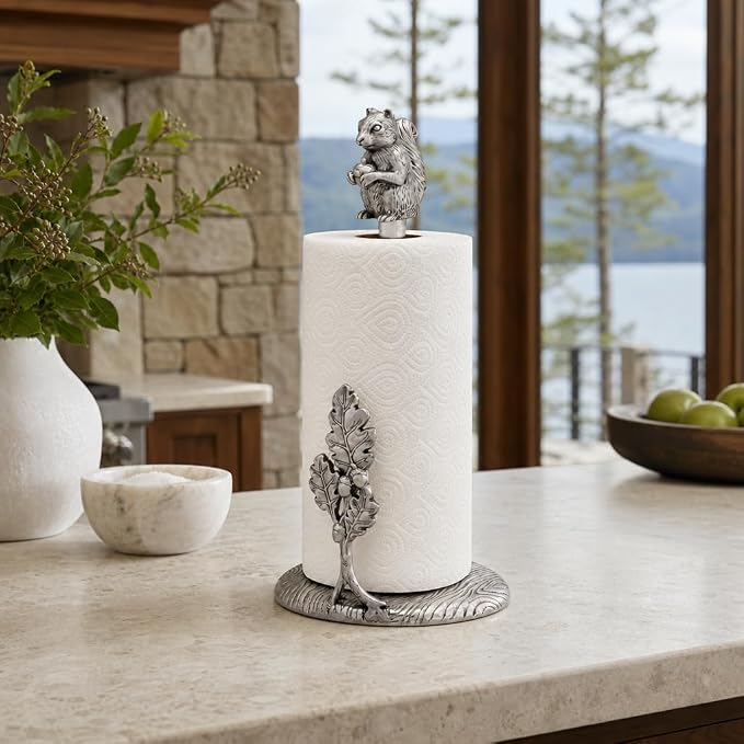 Arthur Court Squirrel Paper Towel Holder - Decorative Aluminum Kitchen Towel Stand - 15 Inch Tall - Image 4