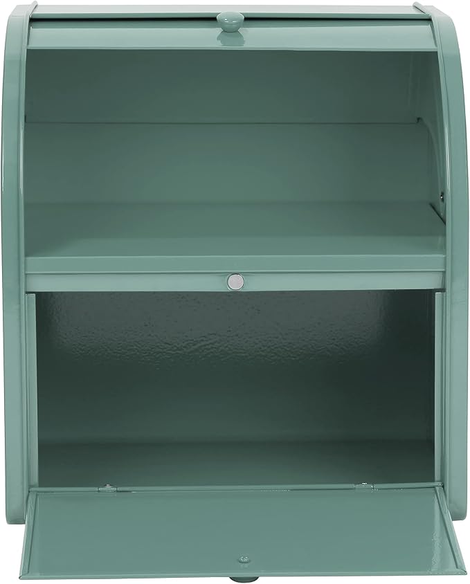Stainless Steel Bread Box, 2 Layer Roll Top Bread Boxes, Large Capacity Food Storage Container for Kitchen Counter, Metal Bread Bin, Bread Holder for Countertop 11.8" x 9.6" x 12.8" (Green) - Image 9