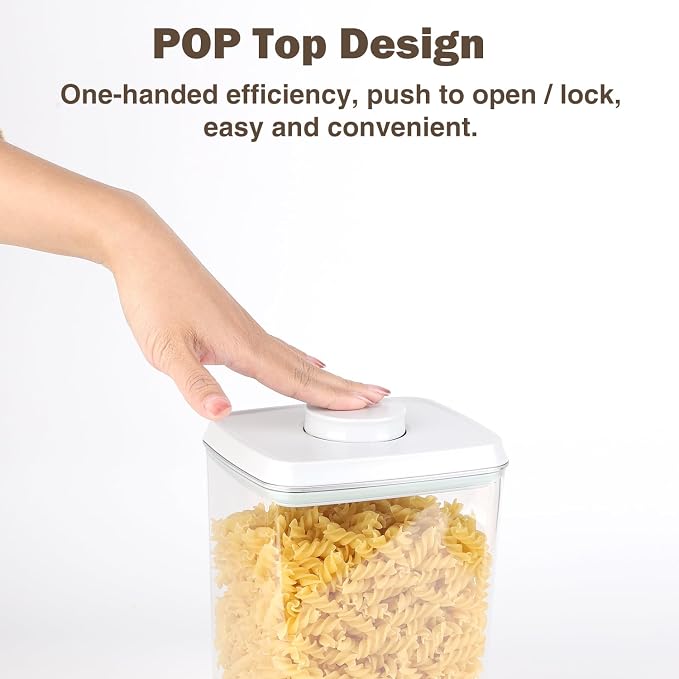 Melovom 4 Pcs Large Pop Airtight Food Storage Containers Set with Lids, 4.2Qt/4L Food Containers with Scoop, Kitchen Pantry Organization and Storage, BPA Free Stackable Cereal Container (4 * 4.2Qt) - Image 2