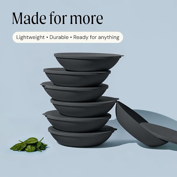 Large Serving Bowl with Lid - Certified Recycled Food-Safe Plastic, BPA-Free, Dishwasher, Microwave, Fridge and Freezer Safe | 4.96qt | Pepper - Image 8
