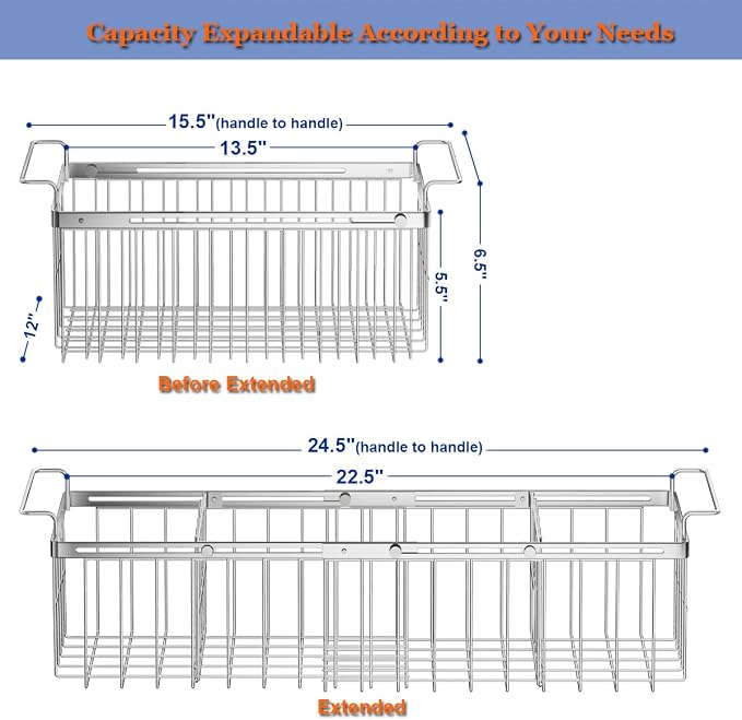 Large Deep Freezer Organizer Bins Expandable 15.5"~24.5" with Dividers | Real Capacity Adjustable Freezer Baskets for Chest Freezer Hanging Storage Container for Bottom Freezer Sort Frozen Meats - Image 2