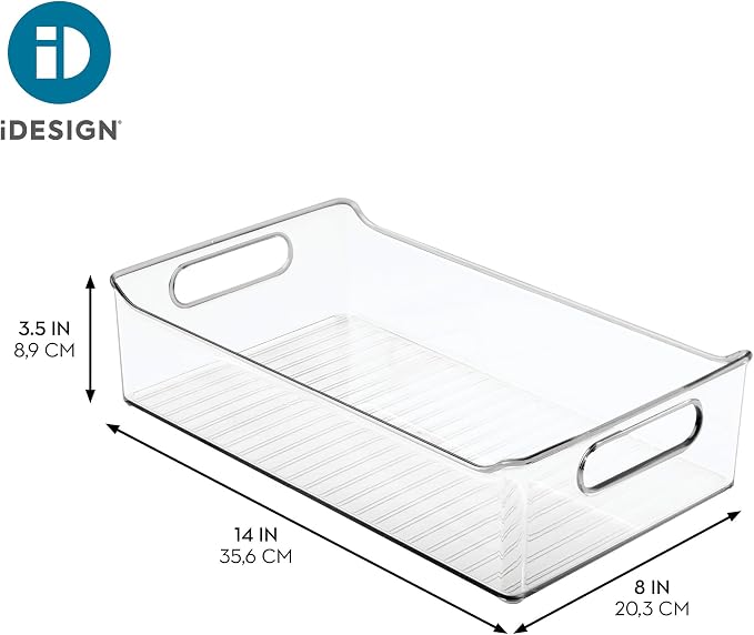 iDesign Plastic Pantry Storage Organizer Bin, Set of 2, Clear | With Handles - Image 4