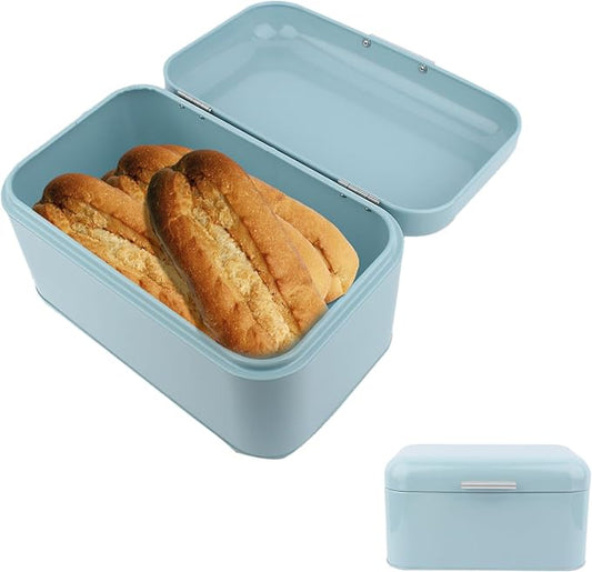 Cocoarm Solid Color Bread Box for Kitchen Countertop, Metal Bread Storage Bin Large Capacity Kitchen Storage Container for Pastries,Loaves, Dry Food (Blue) by Cocoarm