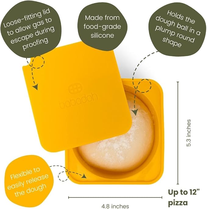 Babadoh Pizza Making Accessories | Pizza Dough Proofing Containers with Lids | Set of 3 | Multi Yellow (1 Dough, 1 Olive, 1 Yellow) | Original Size (make 12" Pizzas) - Image 3