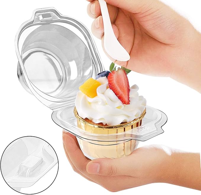 120 Packs Individual Cupcake Containers Stackable Single Compartment Cupcake Disposable Carrier Holder Box Deep Dome Clear Plastic BPAFree (120 counts) - Image 5