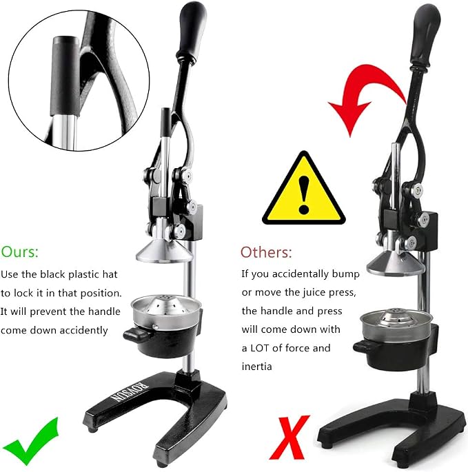 ROVSUN Professional Citrus Juicer Lemon Squeezer, Cast Iron Juicer, Commercial Manual Fruit Press Juicer for Lemon Pomegranate Orange Juice, Heavy Duty Hand Press and Lime Squeezer Stand (Black) - Image 2