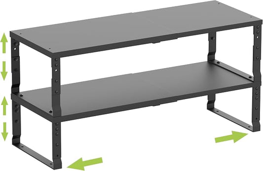 Jojocross Expandable Stackable Spice Rack Organizer for Kitchen Cabinet,Adjustable Counter Shelf, countertop, Pantry,Cupboard,Bathroom,Bedroom(2Packs/Black/Medium) by JOJOCROSSHIGHQUALITYLIFE