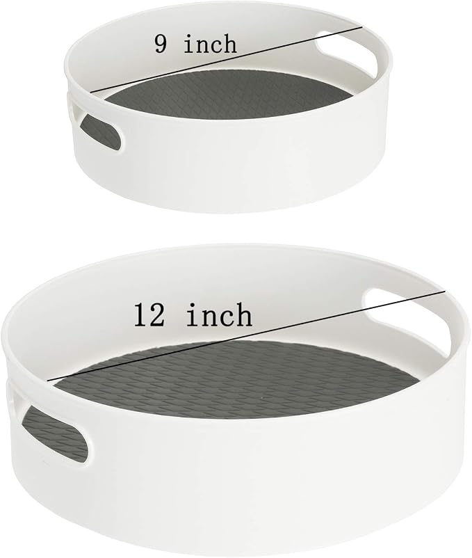 Lawei 2 Size Lazy Susan Turntable with Handle - 9 Inch 12 Inch Storage Turntable Pantry Cabinet Organizer Rotating Turntable Organizer for Spices, Condiments, Baking - Image 2