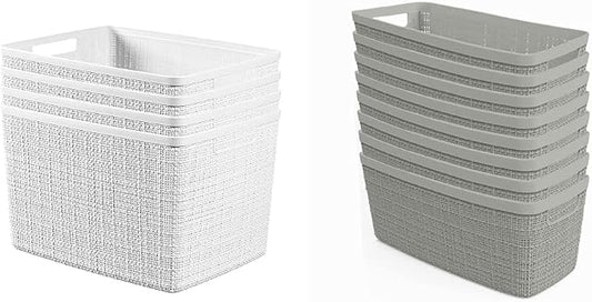 Curver Set of Decorative Plastic Organization and Storage Baskets, Set of 12 by Unknown