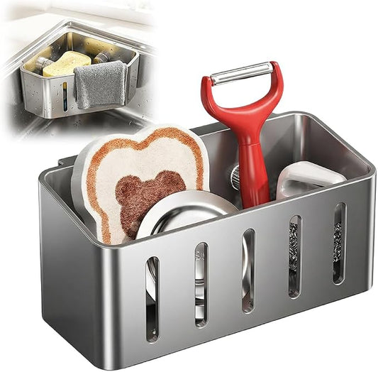 Sponge Holder for Kitchen Sink,2026 Sink Caddy Organizer with Suction Cups,Rustproof Kitchen Storage Rack for Sponge,Soap,Stopper,Brush (1, Square) by MintimlforHomeandKitchen