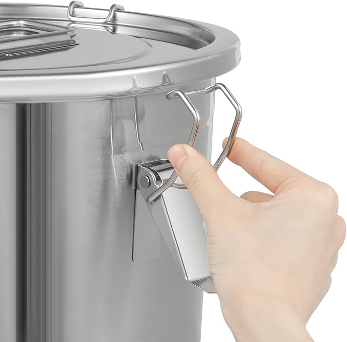 DYNAMI 304 Stainless Steel Airtight Canister for Kitchen, 3.2Gal/405oz Flour Container with Lid and Locking Clamp,10-21Lbs Metal Bucket Food Storage Container for Rice, Flour, Grain, Coffee Bean(12L) - Image 8