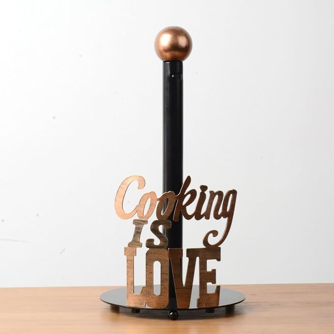 HAUCOZE Text Paper Towel Holder Countertop Metal Paper Roll Stand 13.4 Inch | Freestanding Paper Dispenser with Weighted Base Kitchen Decor Table Centerpiece Gift for Dining Room Bathroom - Image 6
