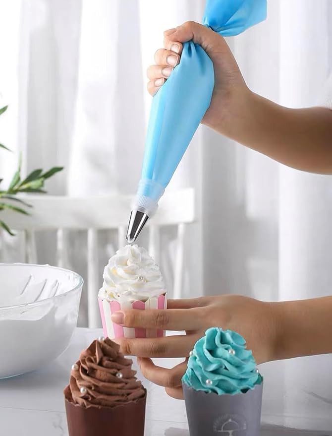 12Pcs Stainless Steel Cake Decorating Set with Frosting Icing and Piping Bag & Coupler Cupcake Muffin Decor Baking Tool Reusable & Washable (Multicolor) - Image 4