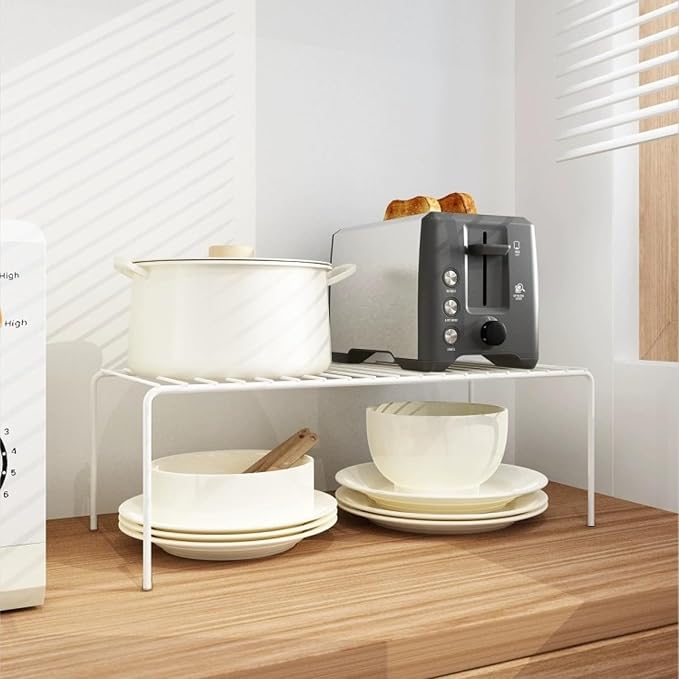 Redrubbit Large (15.7 x 9. 4 Inch) Cabinet Storage Shelf Rack, Rustproof Kitchen Counter and Cabinet Shelf, Storage Rack Organizer for Kitchen, Fridge, Cabinet, Bathroom, Set of 2 - Image 2