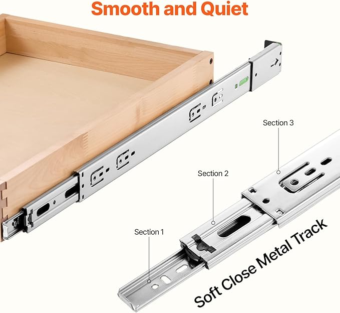 VEVOR Pull Out Cabinet Organizer, 17"W x 21"D Cabinet Drawer, Soft Close Slide out Shelf, Heavy-Duty Sliding Wood Drawer, Bottom Mount Size（17.5"W x 23"D）and Side Mount Size（18"W x 23"D） - Image 3