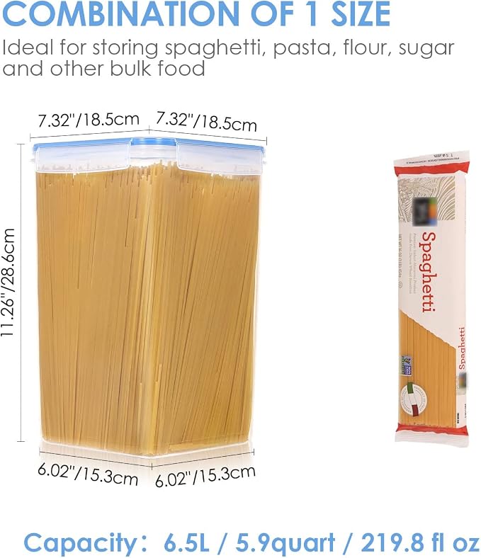 Vtopmart 6.5L Flour Sugar Storage Containers, 4 PCS, Blue | For Bulk Flour and Sugar Storage, Airtight Seal, Multiple Sizes, BPA Free, Food Grade Material, Dishwasher Safe (Not Lids) - Image 2