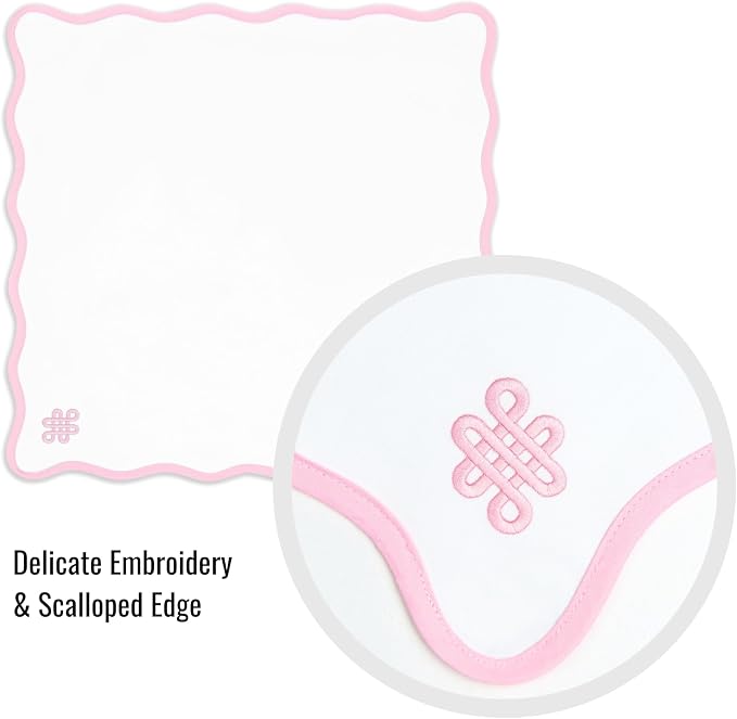 Hofdeco Premium Coastal Cotton Cloth Napkins Set of 4, 20"x20" Washable Dinner for Events, Weddings, Home Use, Blush Pink Embroidered Endless Knot - Image 5