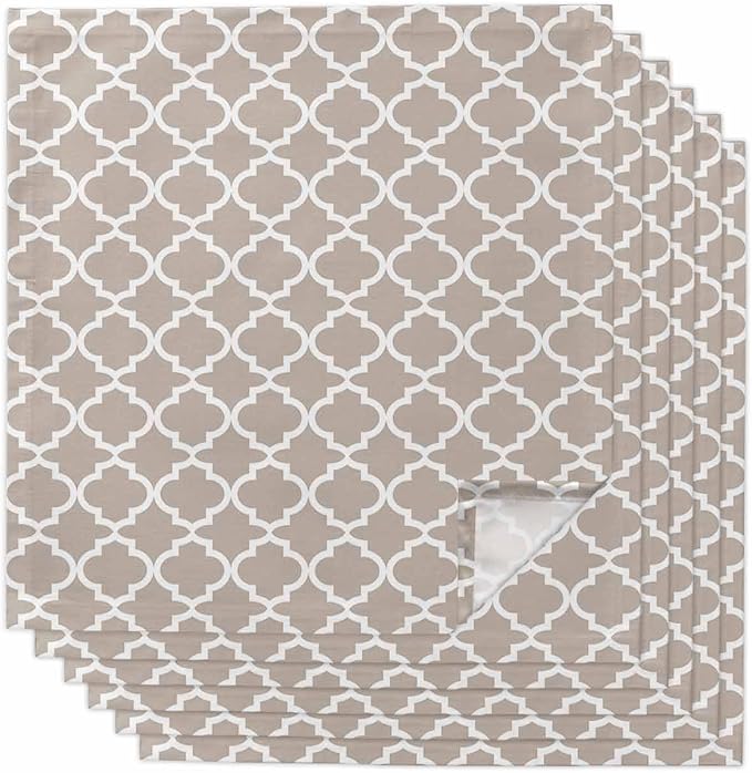 Cloth Napkins Set of 6-20x20 Inches, Beige Moroccon Washable Reusable Table Napkins, Farmhouse Minimalist Abstract Geometric Soft & Absortbent Dining Napkin for Party Wedding Hotel Restaurant by Unknown