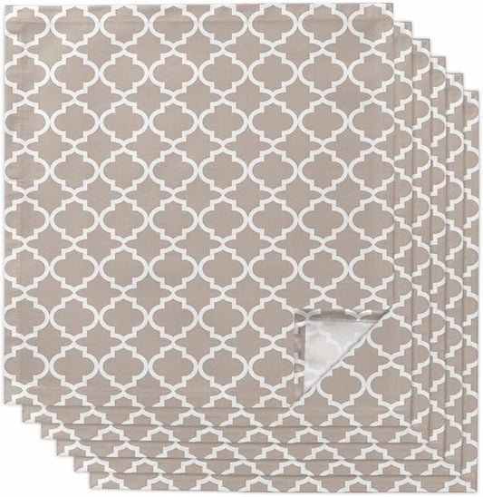 Cloth Napkins Set of 6-20x20 Inches, Beige Moroccon Washable Reusable Table Napkins, Farmhouse Minimalist Abstract Geometric Soft & Absortbent Dining Napkin for Party Wedding Hotel Restaurant by Unknown