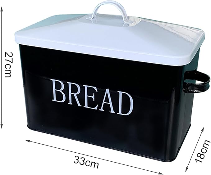 SOTECH Metal Bread Box For Kitchen Countertop,black bread box for kitchen countertop for Homemade Bread Farmhouse Style Bread Bin-Kitchen Food Bread Storage Container - Image 3