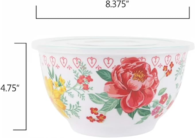 Floral Melamine Mixing Bowl Set, 10 Pieces with Lids Coordinates With Pioneer Woman Kitchen (Fancy Flourish) - Image 4