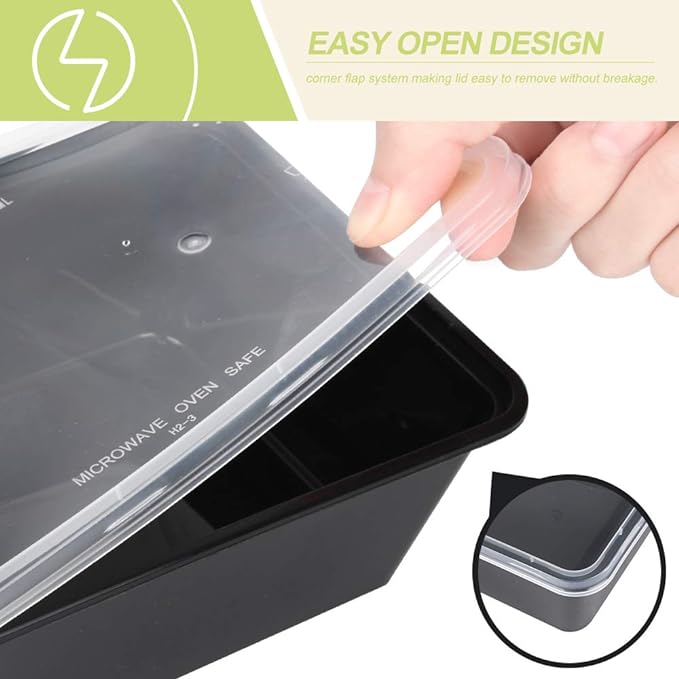 50-Pack Meal Prep Containers, Single Compartment with lids, 26 OZ. | Reusable Microwave Disposable Plastic Bento Boxes BPA Free Lunch Storage Boxes for Meal Prepping-Stackable, Dishwasher Safe. - Image 4