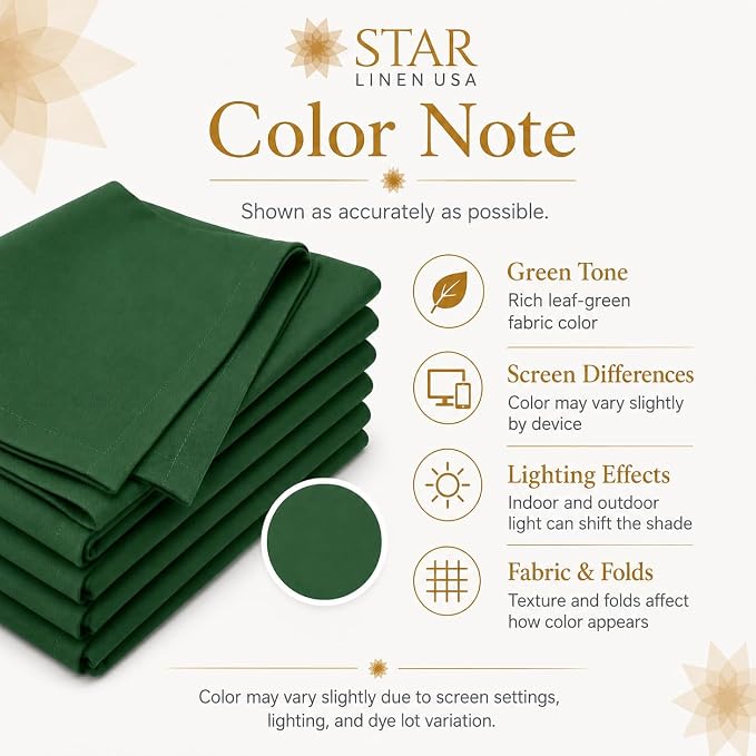 Green Cloth Napkins, 20 x 20 in, 24 Pack | Reusable spun polyester dinner napkins with cotton-like feel for restaurants, weddings and events - Image 3